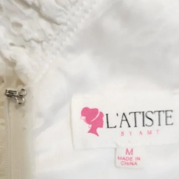 💋UBER GORGE!💋White Floral Crochet One Shoulder Ruffled Asymmetrical Dress - Picture 16 of 16